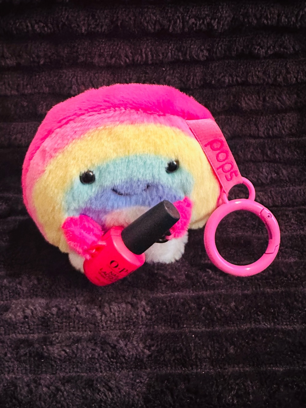 Ulta Beauty Rainbow Plush Keychain with Hot Pink Ring